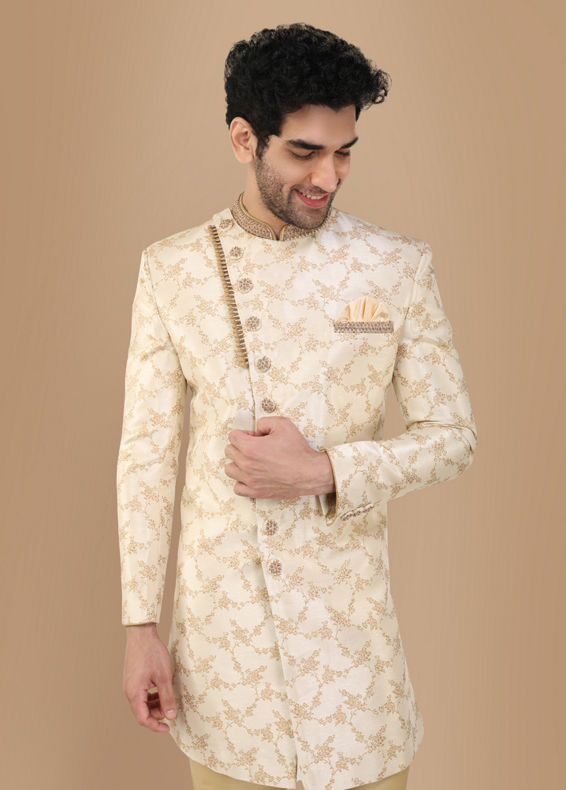 Manyavar Men Blissful Beige Indo Western Set