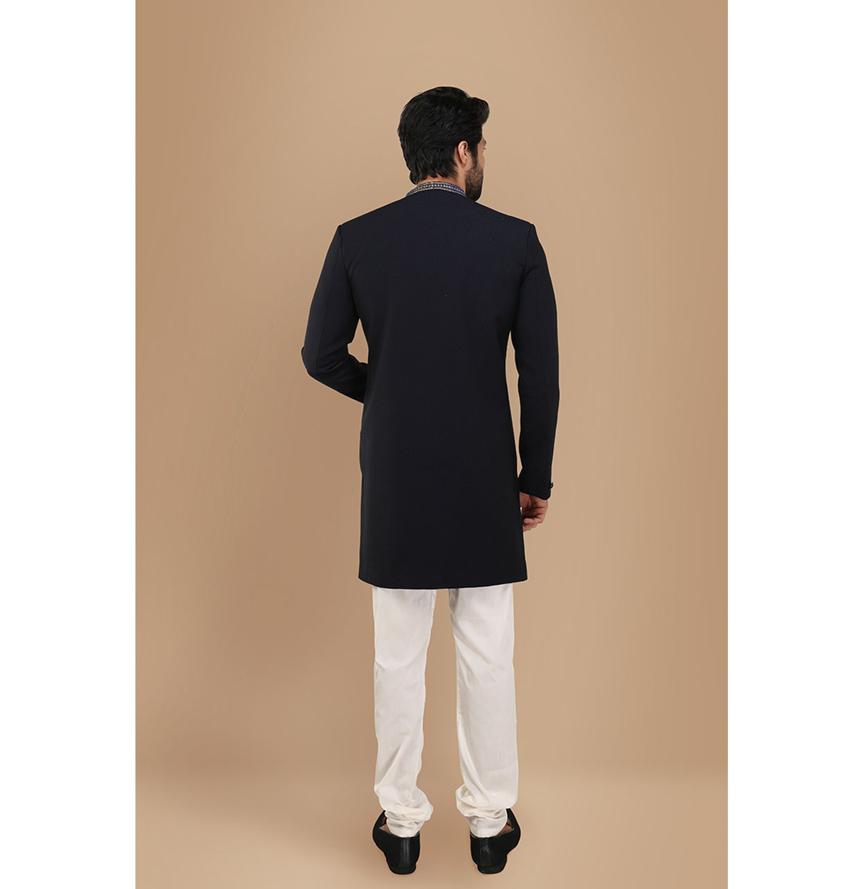 Manyavar Men Vivacious Blue Indo Western Set