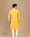 Manyavar Men Amber Yellow Self Design Kurta Set