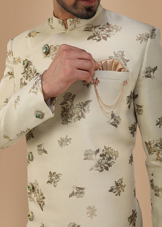 Manyavar Men Aristocratic Pista Indo Western Set