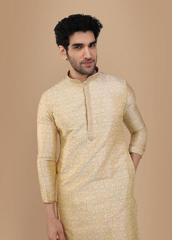 Manyavar Men Basic Cream Kurta Set
