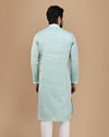 Manyavar Men Powder Blue Self Design Kurta Set