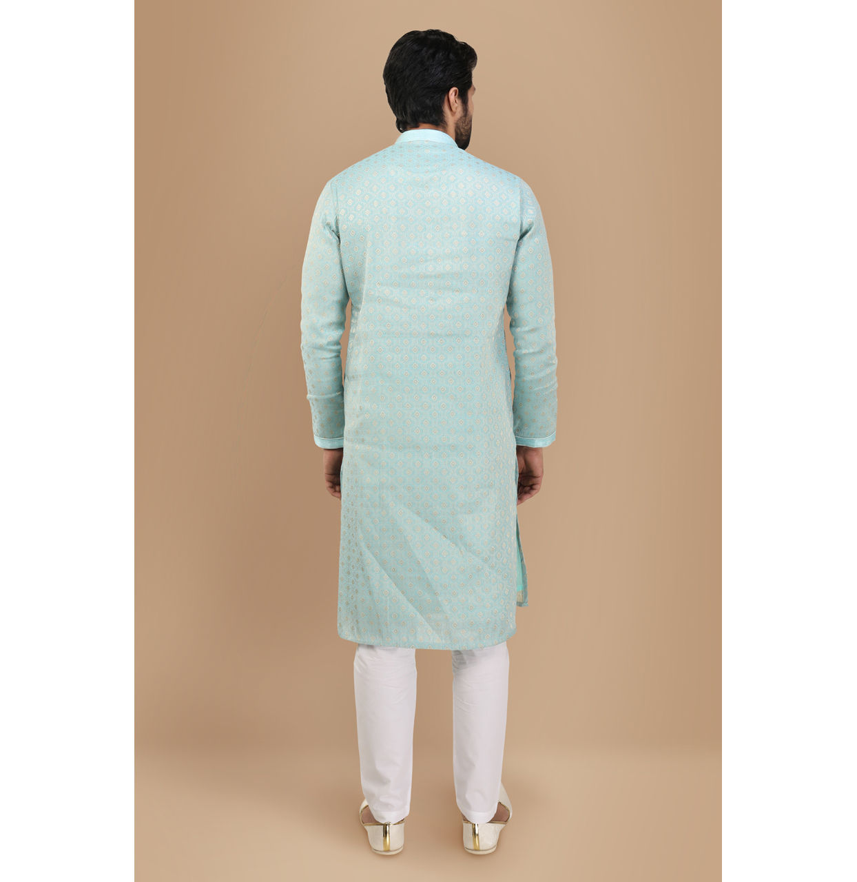 Manyavar Men Powder Blue Self Design Kurta Set