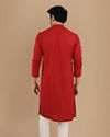 alt message - Manyavar Men Red Chikankari Kurta Set image number 2