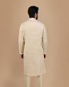 Manyavar Men Cream Jacquard Kurta Set image number 2