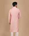 Manyavar Men Salmon Pink Self Texture Kurta Set