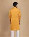 alt message - Manyavar Men Mustard Yellow Solid Kurta image number 2