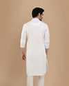 Manyavar Men Pearl White Self Striiped Kurta Set