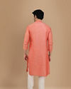 Manyavar Men Rust Pink Self Design Kurta Set