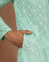 Manyavar Men Seafoam Green Chikankari Kurta Pajama