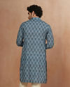 alt message - Manyavar Men Sapphire Blue Printed Kurta image number 2