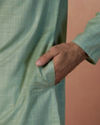 Manyavar Men Sage Green Self Checquered Kurta Pajama image number 2