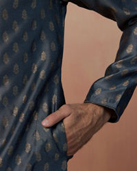 Manyavar Men Grey Kurta Pajama With Golden Motif