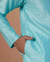 Manyavar Men Sea Green Embroidered Kurta Set