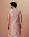 Manyavar Men Pink Self Design Kurta Pajama