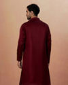 alt message - Manyavar Men Maroon Self Booti Kurta Pajama image number 4