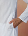 Manyavar Men White Self Striped Kurta Pajama