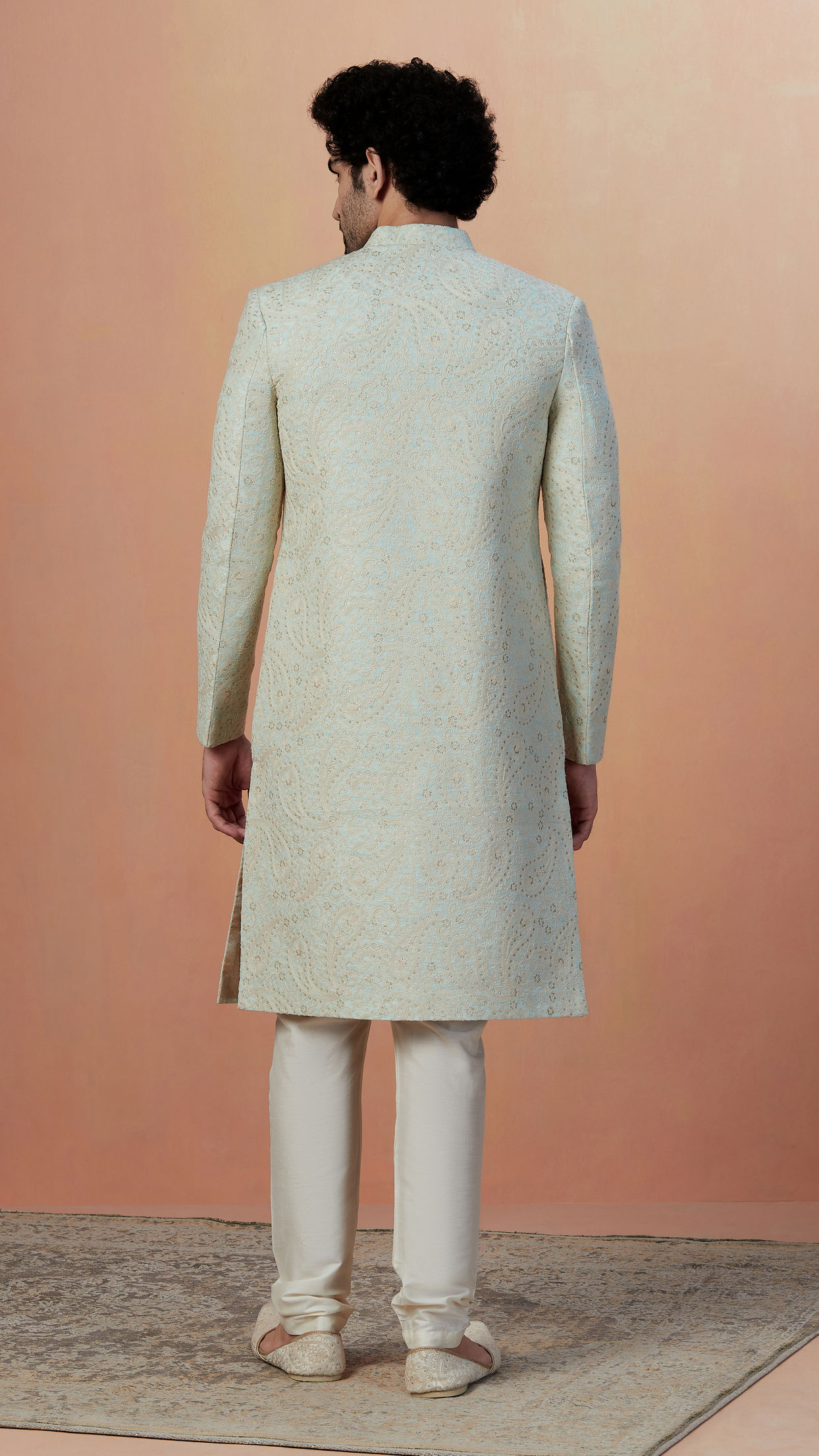 Manyavar Men Sage Green Paisley Sherwani