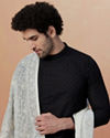 alt message - Manyavar Men Black Chikankari Embroidered Kurta Pajama image number 0