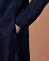 Manyavar Men Navy Blue Self Booti Kurta Pajama