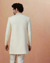 alt message - Manyavar Men Sea Shell White Self Design Indo Western image number 3