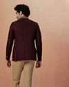 Manyavar Men Wine Self Design Bandhagala Indo Western