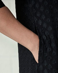 Twamev Men Onyx Black Allover Embroidered Kurta Set