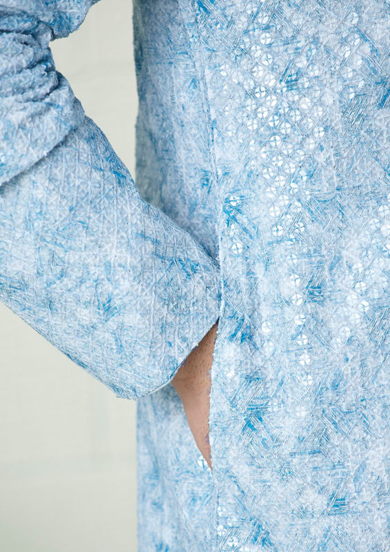 Twamev Men Sky Blue Printed Chikankari Kurta Set image number 2