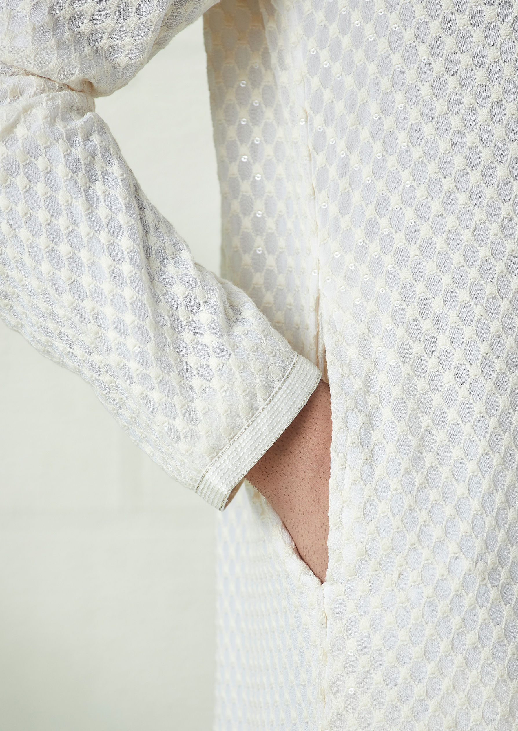 Twamev Men Ivory White Chikankari Embroidered Kurta Set