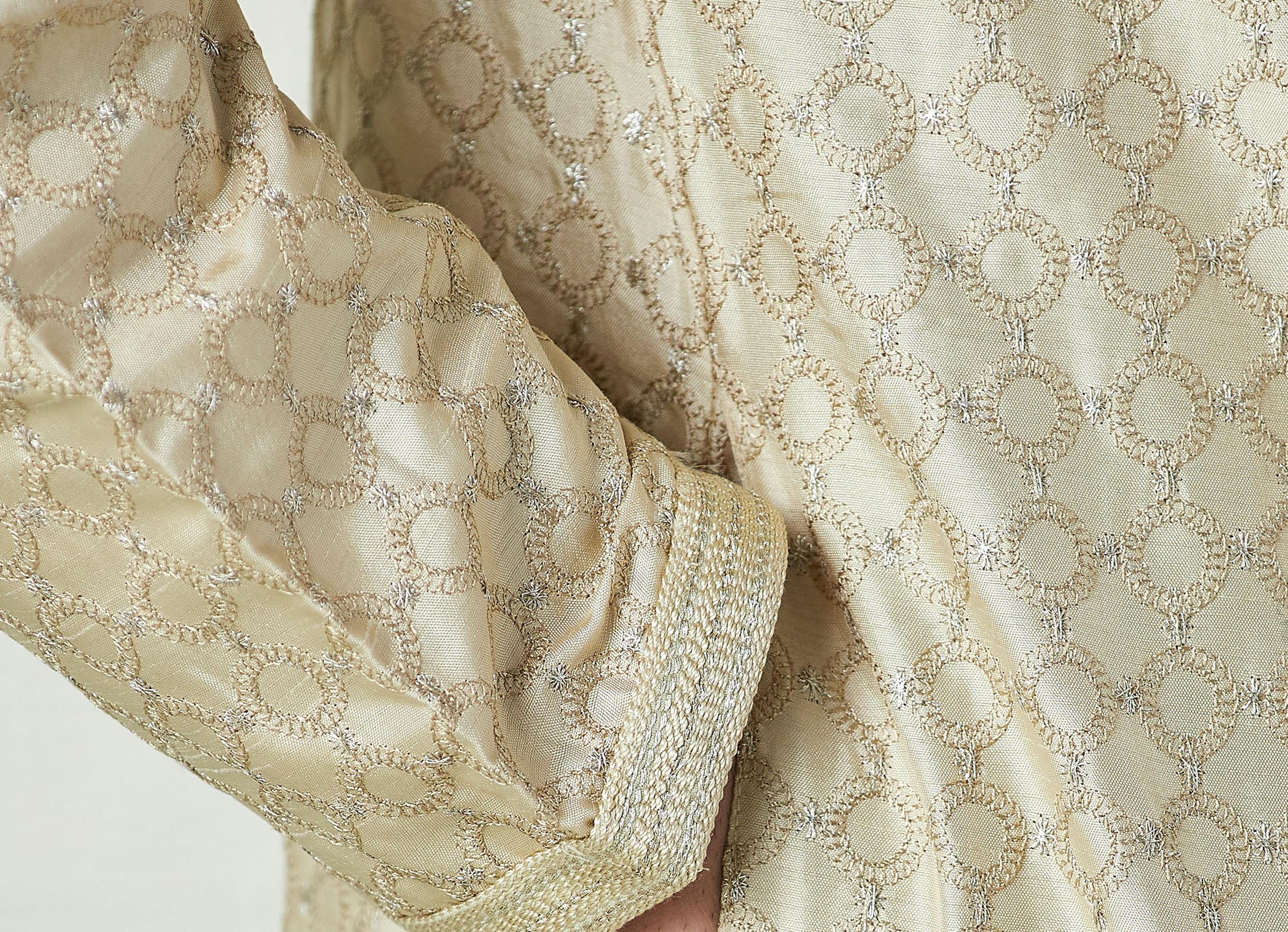 Twamev Men Biscuit Gold Self Patterned Kurta Set