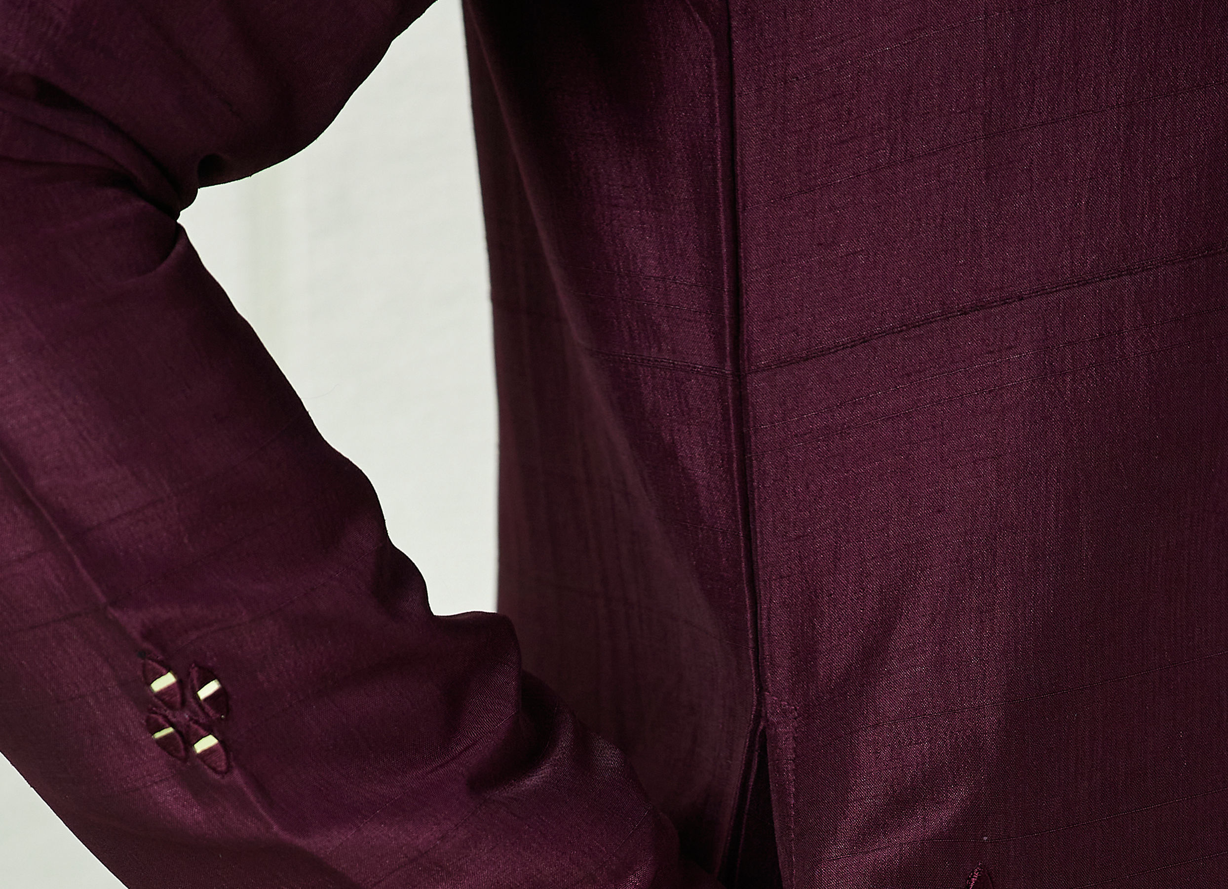 Twamev Men Wine Red Mirror Work Kurta Set