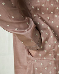 Twamev Men Mocha Brown Speckle Motif Kurta Set