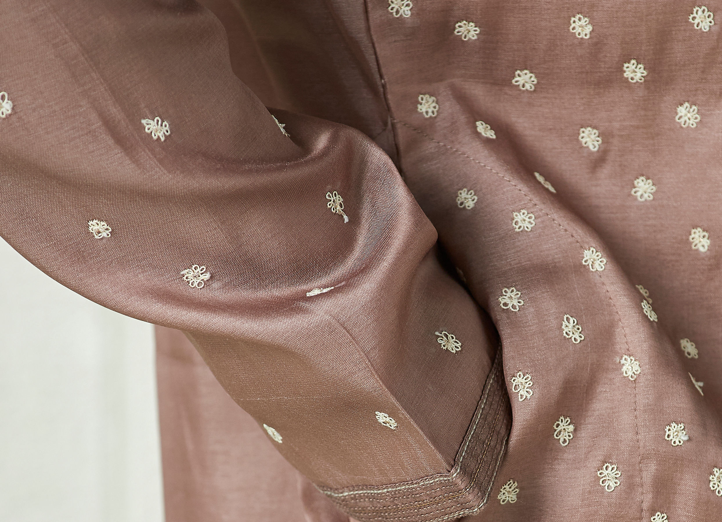 Twamev Men Mocha Brown Speckle Motif Kurta Set