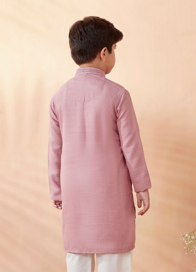 Manyavar Boys Boys Pink Solid Kurta Set