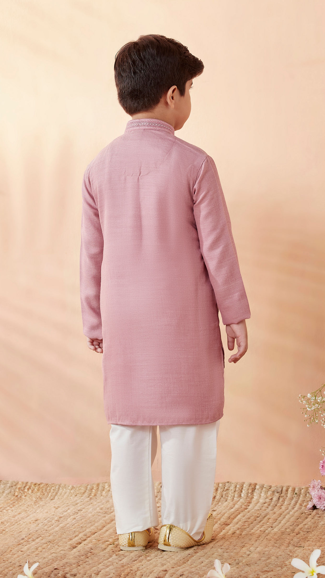 Manyavar Boys Boys Pink Solid Kurta Set