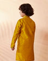 Boys Gold Yellow Jacquard Kurta Set image number 3
