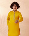 Boys Grey And Yellow Kurta Jacket Set image number 2