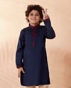 alt message - Manyavar Boys Boys Wine And Navy Blue Kurta Jacket Set image number 2