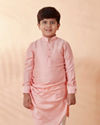 Manyavar Boys Boys Cream Jacket With Peach Kurta Set