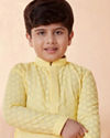Manyavar Boys Boys Light Yellow Chikan Kurta Set