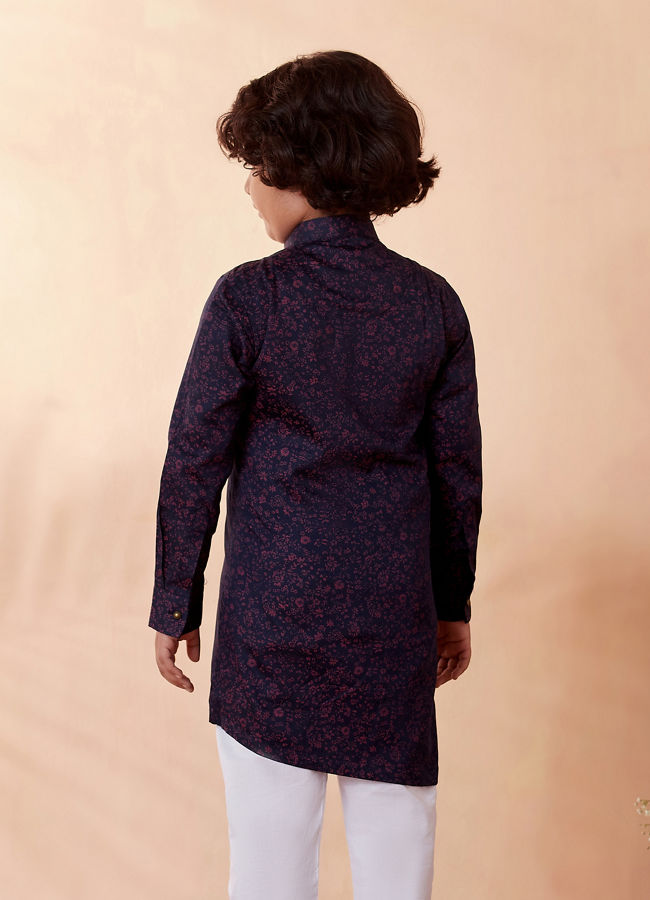 Manyavar Boys Boys Royal Blue Side Open Kurta Set