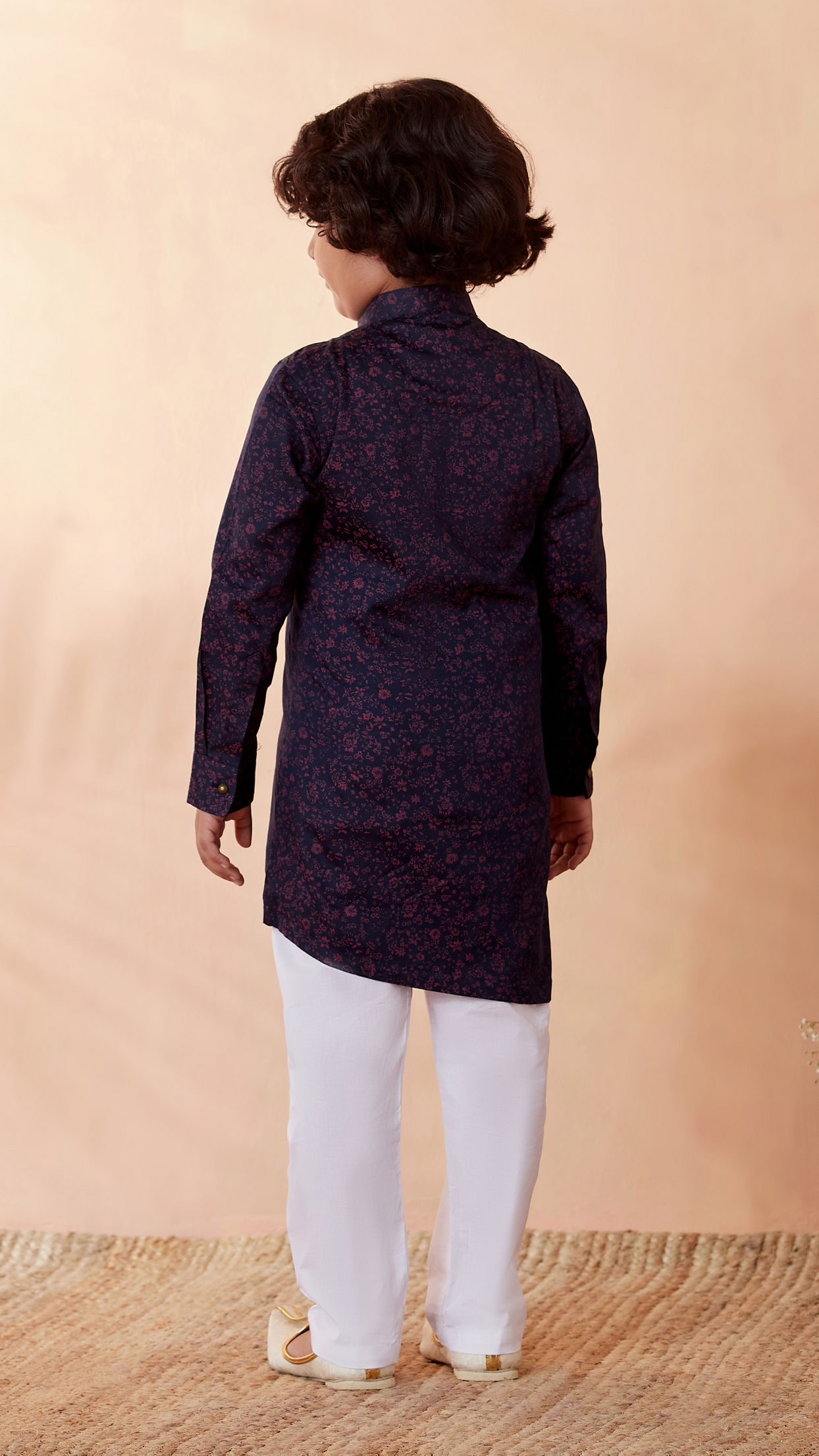 Boys Royal Blue Side Open Kurta Set image number 2