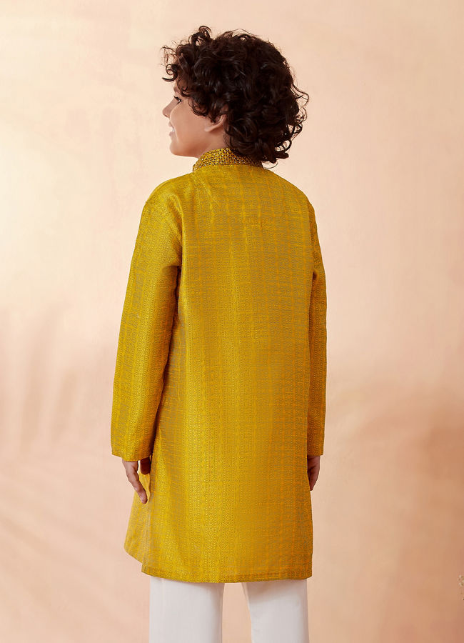 Boys Gold Yellow Kurta Set image number 2