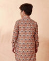 Boys Orange Printed Kurta Set image number 2