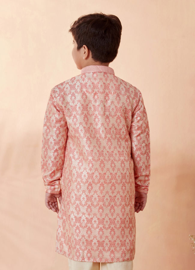 Boys Gajaree Jacquard Kurta Set image number 2