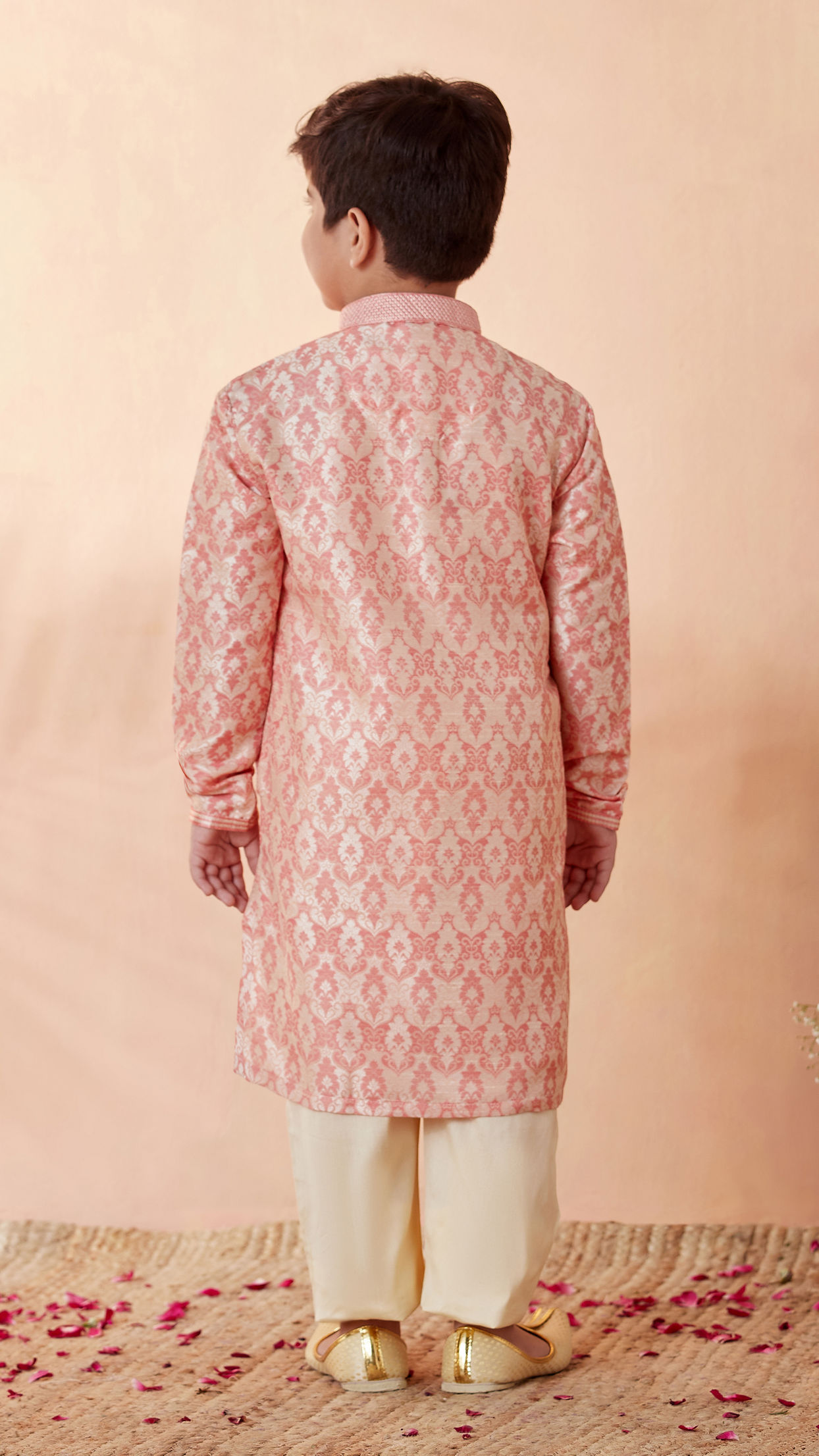 Boys Gajaree Jacquard Kurta Set image number 2