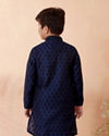 alt message - Manyavar Boys Boys Navy Blue Motif Design Kurta Set image number 2