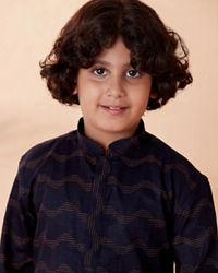 Manyavar Boys Boys Dark Blue Printed Kurta Set