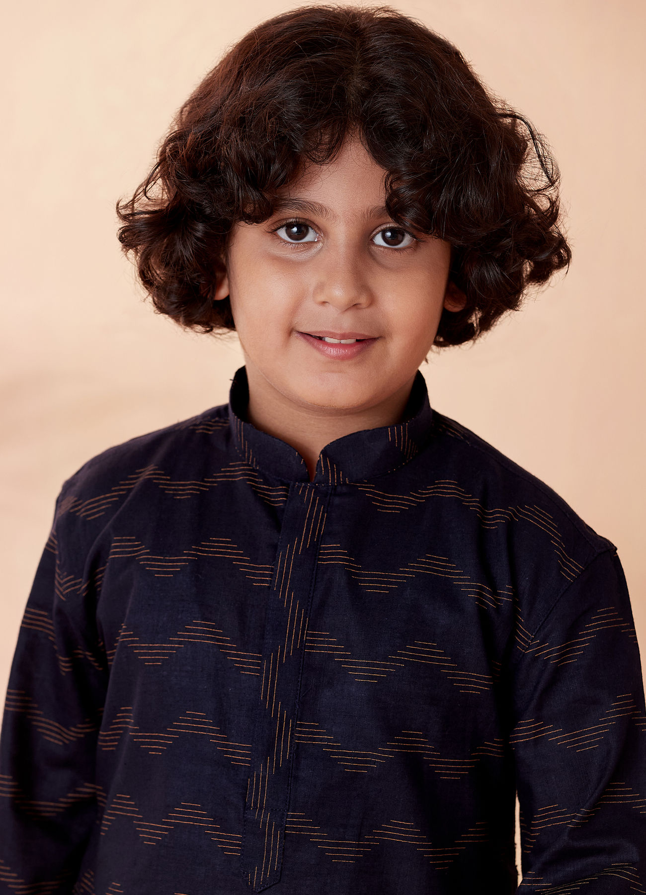 Manyavar Boys Boys Dark Blue Printed Kurta Set