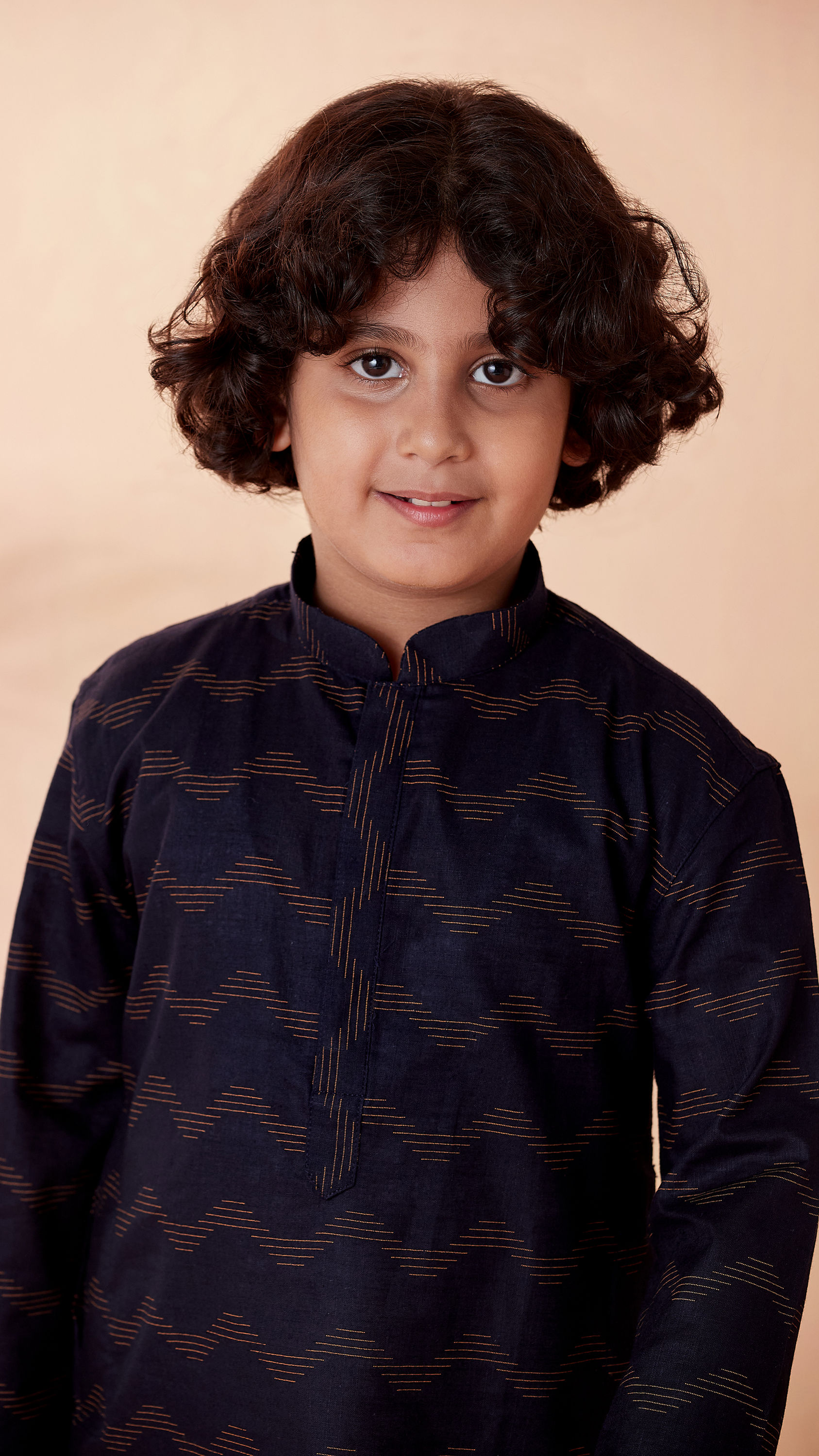 Manyavar Boys Boys Dark Blue Printed Kurta Set